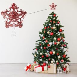 Shatchi Christmas Glitter Star Tree Topper - Sparkling Star Decoration for Xmas Tree in Red - thumbnail 5