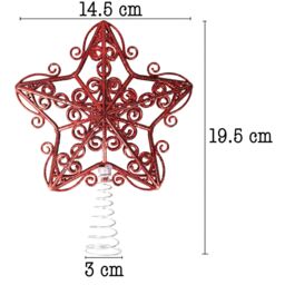 Shatchi Christmas Glitter Star Tree Topper - Sparkling Star Decoration for Xmas Tree in Red - thumbnail 2