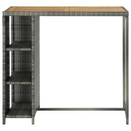 Berkfield Home Bar Table with Storage Rack Grey 120x60x110 cm Poly Rattan - Size: 120 x 60 x 110 cm - thumbnail 2