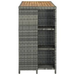 Berkfield Home Bar Table with Storage Rack Grey 120x60x110 cm Poly Rattan - Size: 120 x 60 x 110 cm - thumbnail 3