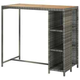 Berkfield Home Bar Table with Storage Rack Grey 120x60x110 cm Poly Rattan - Size: 120 x 60 x 110 cm - thumbnail 4