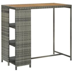 Berkfield Home Bar Table with Storage Rack Grey 120x60x110 cm Poly Rattan - Size: 120 x 60 x 110 cm