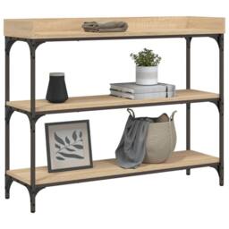 Berkfield Home Decorative Console Table with Shelves Sonoma Oak 100x30x80 cm in Light Oak - Size: 100 x 30 x 80 cm - thumbnail 1