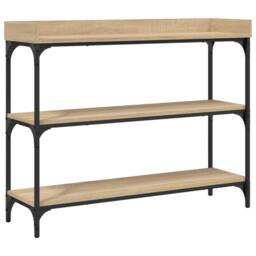Berkfield Home Decorative Console Table with Shelves Sonoma Oak 100x30x80 cm in Light Oak - Size: 100 x 30 x 80 cm - thumbnail 3