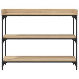Berkfield Home Decorative Console Table with Shelves Sonoma Oak 100x30x80 cm in Light Oak - Size: 100 x 30 x 80 cm - thumbnail 4