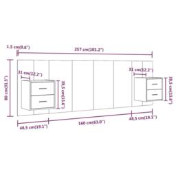 Berkfield Home Classic Bed Headboard with Cabinets Smoked Oak Engineered Wood in Brown - thumbnail 9