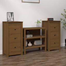 Berkfield Home Sideboards 2 pcs Honey Brown 40x35x80 cm Solid Wood Pine - Size: 40 x 35 x 80 cm - thumbnail 2