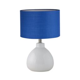First Choice Lighting Set of 2 Tuscan - White Ceramic Lamps with Navy Blue Shade - thumbnail 2