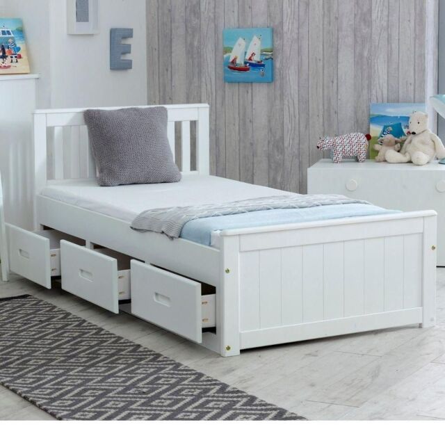 Rest Relax Maxine Wooden Storage Cabin Bed in White - Size: Single - image 1