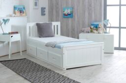 Rest Relax Maxine Wooden Storage Cabin Bed in White - Size: Single - thumbnail 2