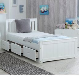 Rest Relax Maxine Wooden Storage Cabin Bed in White - Size: Single - thumbnail 1