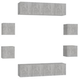 Berkfield Home 8 Piece TV Cabinet Set Concrete Grey Engineered Wood - thumbnail 2