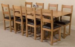 Thats Furniture Richmond 140-220cm Oak Extending Dining Table & 8 Lincoln Chairs in Brown