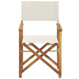 Wyld and Coco Folding Director's Chairs Set 2 Acacia Wood Neutral Fabric Sling in White - thumbnail 5