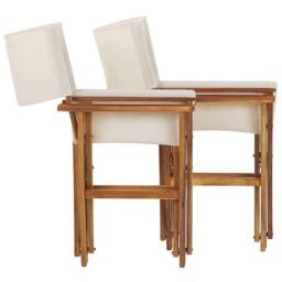 Wyld and Coco Folding Director's Chairs Set 2 Acacia Wood Neutral Fabric Sling in White - thumbnail 7