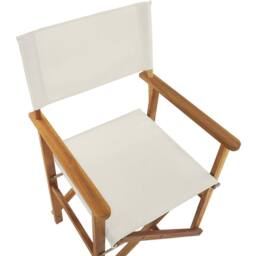 Wyld and Coco Folding Director's Chairs Set 2 Acacia Wood Neutral Fabric Sling in White - thumbnail 8