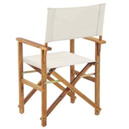 Wyld and Coco Folding Director's Chairs Set 2 Acacia Wood Neutral Fabric Sling in White - thumbnail 6
