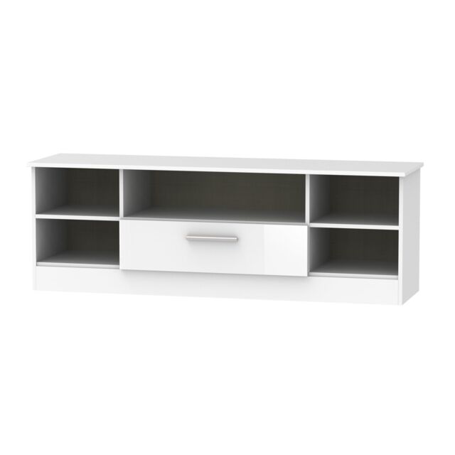 Ready Assembled 2 U Trent Wide 1 Drawer TV & Media Unit (Ready Assembled) in White
