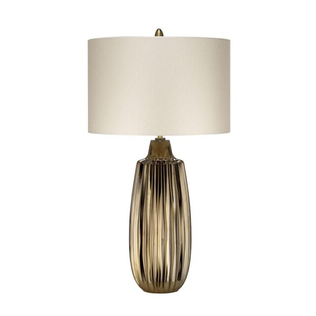 Netlighting Newham 1 Light Large Table Lamp Bronze Ceramic Pearl shade E27 in Brown - image 1