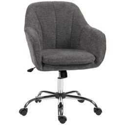 HOMCOM Modern Snow Flannel Office Desk Chair for Bedroom, Living Room in Grey - thumbnail 2