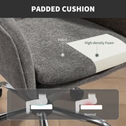 HOMCOM Modern Snow Flannel Office Desk Chair for Bedroom, Living Room in Grey - thumbnail 6