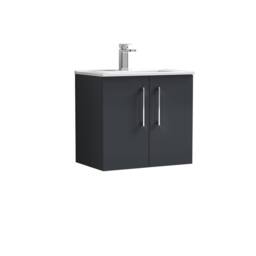 Balterley Bathroom 2 Soft Close Door, Wall Hung Vanity Unit Basin, Black, 440mm in Grey - thumbnail 1