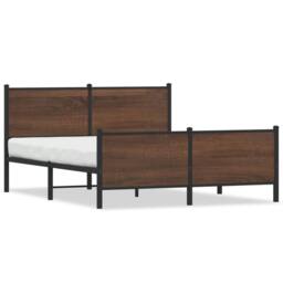 Berkfield Home Metal Bed Frame without Mattress Brown Oak 150x200 cm King Size - thumbnail 3