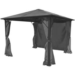 Berkfield Home Gazebo with Curtain Anthracite Aluminium 300x300 cm in Dark Grey - thumbnail 1