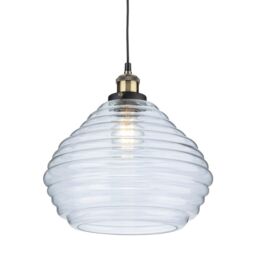 Netlighting Orla Dome Pendant Light Antique Brass with Clear Glass in Gold