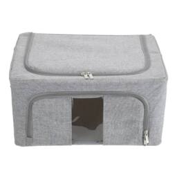 KORVIXA 100L - Extra Large Folding Stackable Organizer Clot hes Box in Grey - thumbnail 1