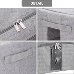 KORVIXA 100L - Extra Large Folding Stackable Organizer Clot hes Box in Grey - thumbnail 3