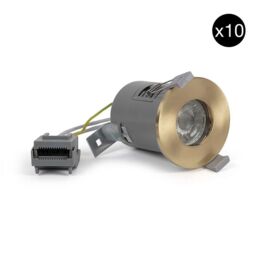 SE Home 10 PACK - Brushed Brass GU10 Fire Rated Downlight - IP65 in Gold
