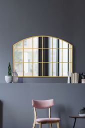"MirrorOutlet Gold Framed Arched Wall Over Mantle Mirror 43"" X 29"" (110CM X 75CM) - Size: 1 Pack" - thumbnail 1