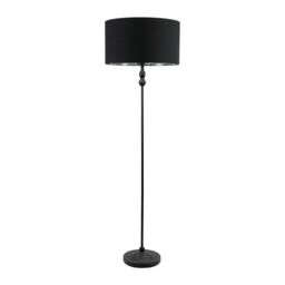 ValueLights Maggie Black Candlestick Floor Lamp with Black with Chrome Inner Lamp Shade - thumbnail 2