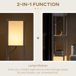 HOMCOM Shelf Floor Lamp with Dual Light, for Living Room, Bedroom in White - thumbnail 6