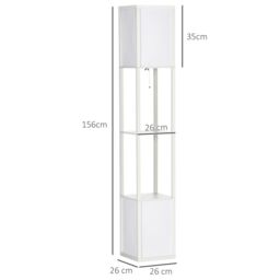 HOMCOM Shelf Floor Lamp with Dual Light, for Living Room, Bedroom in White - thumbnail 3