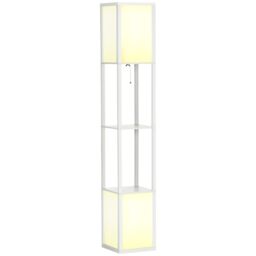 HOMCOM Shelf Floor Lamp with Dual Light, for Living Room, Bedroom in White - thumbnail 2