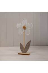 KDMD Large Cream Felt Flower on Wooden Base Decoration - thumbnail 1