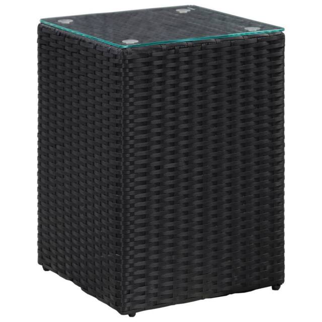 Berkfield Home Side Tables 3 pcs with Glass Top Black Poly Rattan - image 1