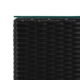 Berkfield Home Side Tables 3 pcs with Glass Top Black Poly Rattan - thumbnail 5