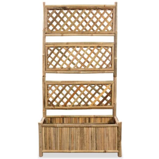 Berkfield Home Garden Raised Bed with Trellis Bamboo 70 cm in Brown - image 1