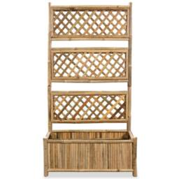 Berkfield Home Garden Raised Bed with Trellis Bamboo 70 cm in Brown - thumbnail 1
