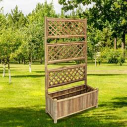 Berkfield Home Garden Raised Bed with Trellis Bamboo 70 cm in Brown - thumbnail 2