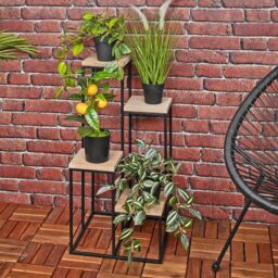 EONLION Flower Plant Pot Display Stand 4 Tier Indoor in Beige - thumbnail 4