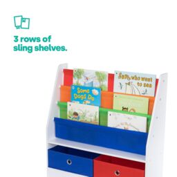 LIVIVO Children Bookcase Storage Rainbow Kids Sling Bookshelf with Toy Storage Boxes Nursery Bedroom - thumbnail 5