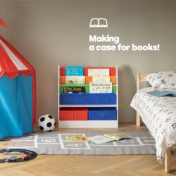 LIVIVO Children Bookcase Storage Rainbow Kids Sling Bookshelf with Toy Storage Boxes Nursery Bedroom - thumbnail 3