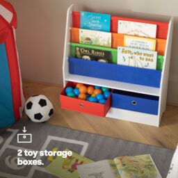 LIVIVO Children Bookcase Storage Rainbow Kids Sling Bookshelf with Toy Storage Boxes Nursery Bedroom - thumbnail 2