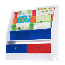LIVIVO Children Bookcase Storage Rainbow Kids Sling Bookshelf with Toy Storage Boxes Nursery Bedroom - thumbnail 1