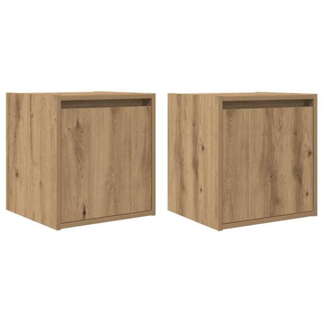 Berkfield Home Wall-Mounted Bedside Cabinets 2 pcs Artisan Oak 38x34x40 cm in Brown - Size: 38 x 34 x 40 cm - image 1