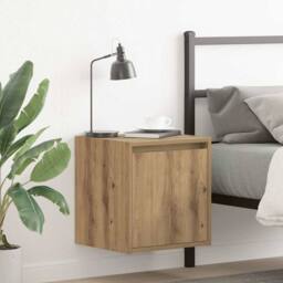 Berkfield Home Wall-Mounted Bedside Cabinets 2 pcs Artisan Oak 38x34x40 cm in Brown - Size: 38 x 34 x 40 cm - thumbnail 2